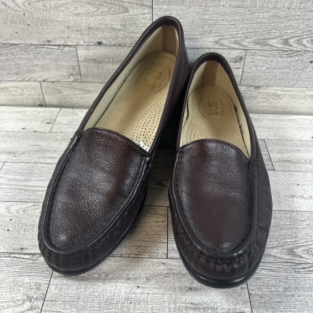 SAS Women's Simplify Burgundy Brown Leather Loafer Slip On 9.5S Handsewn USA
